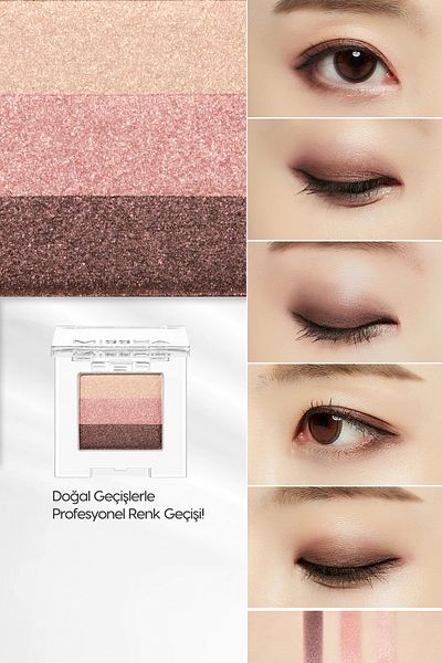 Missha 3-Color Soft Textured Eye Shadow - Non-Spill Triple Shadow No.1 (Brownie Pink)