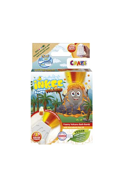 CRAZE Inkee Foamy Volcano Bath Bomb - Vegan, Dermatologist Approved for Kids