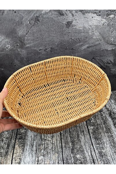 BOSSİO Büyük Boy Oval Hasır Servis Sunumluk Sepet Organizer Düzenleyici Ekmeklik 30*23cm