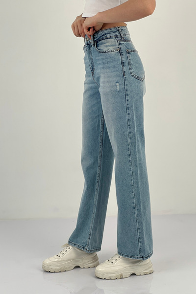 Miss Poem Blugi largi de damă cu picioare largi Pantaloni de denim Palazzo Blue