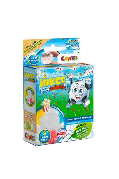 CRAZE Inkee Foamy Football Bath Bomb - Vegan, Dermatologist Approved for Kids