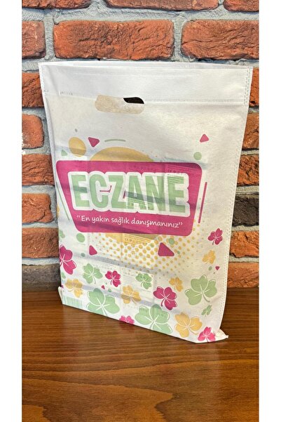 farmakoli Bez Torba Eczane Poşet Çiçek Desen 35X45cm 50Li