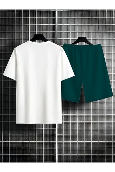 LUNAVISTA Coconut Tree and Los Angeles Pattern Short Sleeve T-Shirt and Lace-Up Shorts