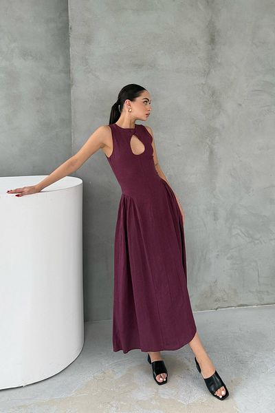 Seda Yalçın Atelier Drop Collar Premium Burgundy Dress