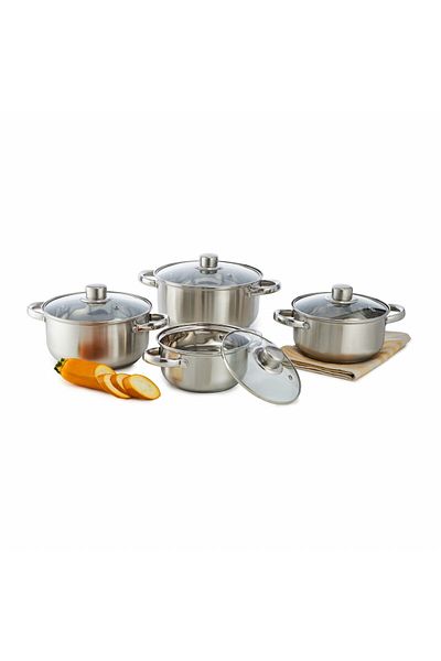 Domotti Stainless steel pot set, 8 pieces, Belly
