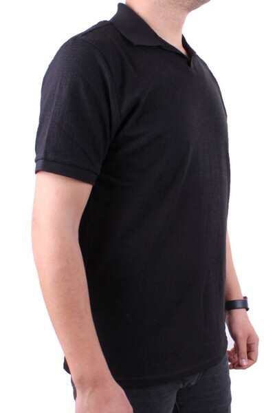 Twister Jeans Tricou pentru bărbați Twister 2288 Black Daily, cu mânecă scurtă, cu croiala normală, din bumbac, cu gât polo