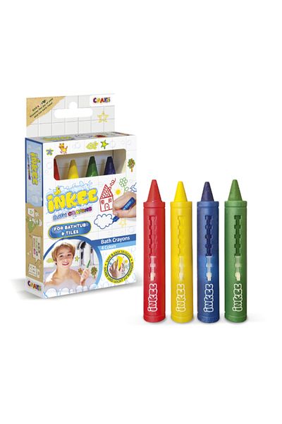CRAZE Inkee Bath Crayons 4Pc - Vegan, Dermatologist Approved for Kids, Safe and Easy to clean