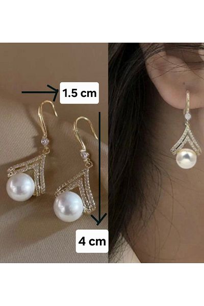 ER TAKI Rhinestone Gold Color Pearl Dangle Stylish Hook Engagement Henna Wedding Wedding Evening Dress Earrings