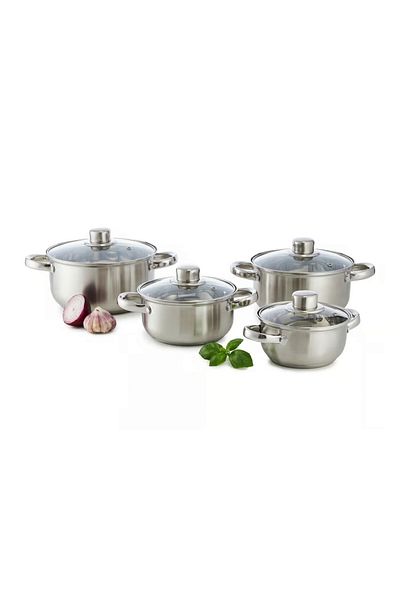 Domotti Stainless steel pot set, 8 pieces, Belly