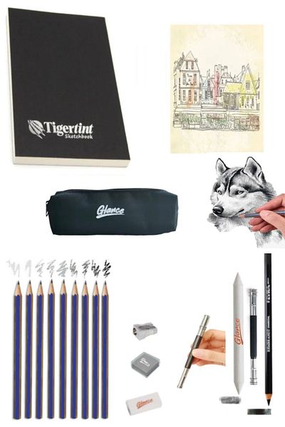 GLANCE Tigertint Sketchbook Notebook 100 Gr A5 80 Yp Graduated Pencil Sketch Set