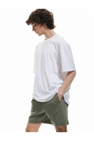 Koton Pocketed Cotton Lace-Up Short Shorts with Stitching Detail