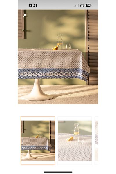 Madame Coco Fata de Masa Agnes PVC - Culoare: Alb/Albastru Dimensiune: 140x140cm