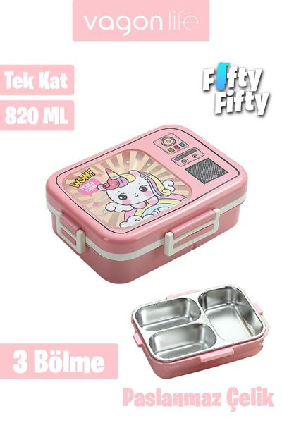 Vagonlife Lunch Box 820 ML Tek Kat Üç Bölmeli Sos Kaseli Yeni Nesil Sefer Tas...