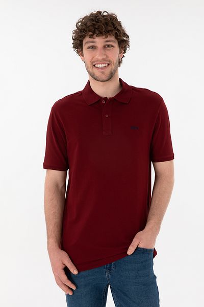 U.S. Polo Assn. Мъжка тениска с поло яка в бордо, стандартна кройка, 50306007-vr014
