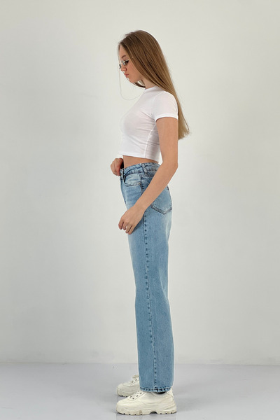 Miss Poem Blugi largi de damă cu picioare largi Pantaloni de denim Palazzo Blue
