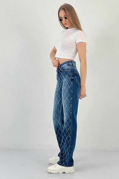 Miss Poem Blugi de damă cu picioare largi Stone Jeans Palazzo Blue