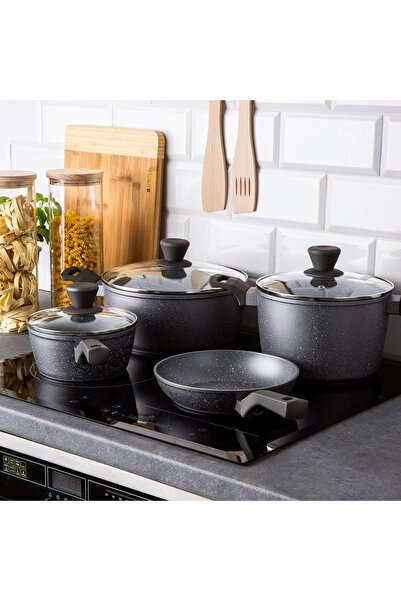 Ambition Pot with lid 20cm, 2.3L, Qualum Basic Stone Edition coating, Silverstone