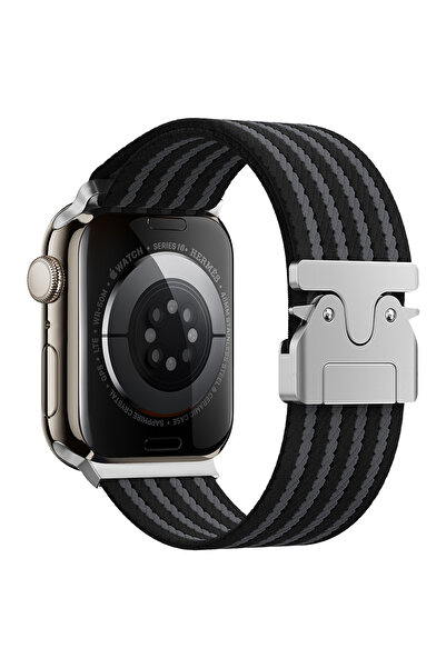 UnDePlus Apple Watch 10/11 Serisi 46mm Kordon Kelebek Klipsli Naylon Kumaş Hasır Örgülü 133