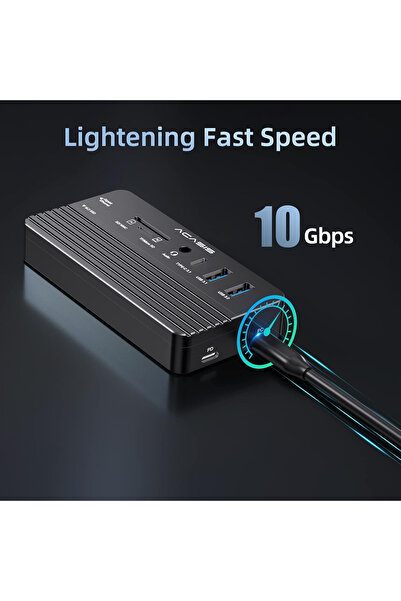 Acasis 10 Gbps, 10 in 1, M.2 NVMe SSD, 100W PD, HDMI 4K@60Hz, Gigabit Ethernet, 1x10Gbps Type-C,