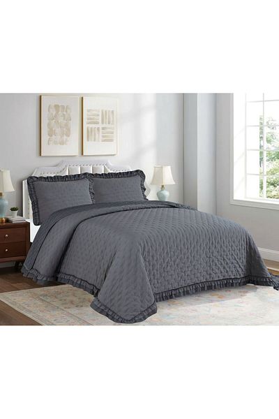 Dainty Home Yünteks Dainty Home Double Bedspread Lara Anthracite