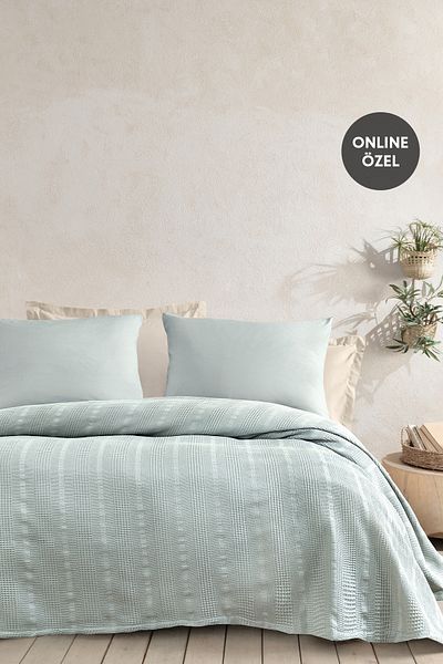 Yataş Liona Single 100% Cotton Pique Set - Sage
