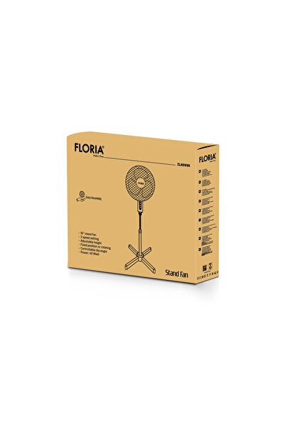 Floria Stojanový ventilátor ZLN-0996, 3 rychlostní stupně, nastavitelná výška, nastavitelný úhel sklonu, 40 W
