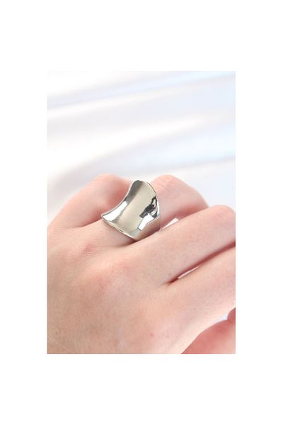 Skygo Silver Color Adjustable Curved Mirror Ring - Tj-Byk3114