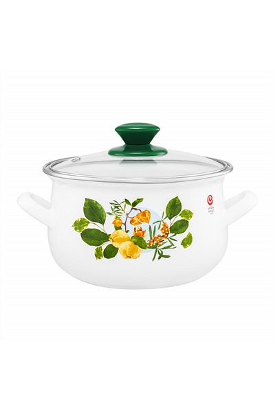 Emalia Olkusz 1907 Oala emailata cu capac 22cm, 5L, Pigwa