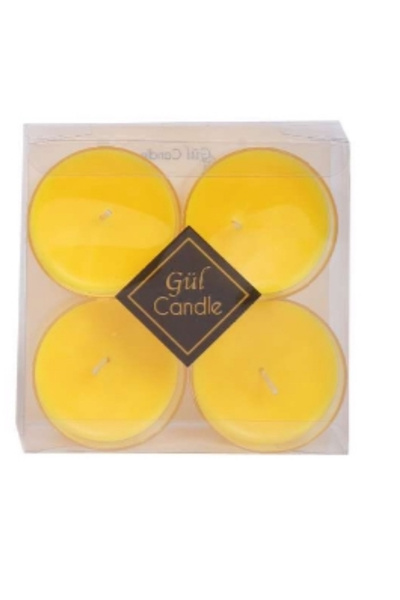 Gül Mum 4 Lü Kapsül Mum Limon Kokulu