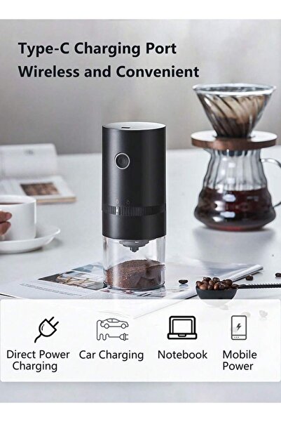TOSCANA U Portable electric coffee grinder rechargeable black USB C