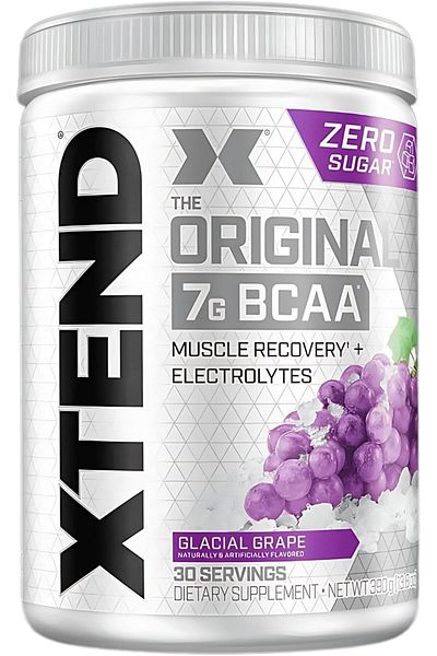 xtend Original BCAA Powder Glacial Grape, ZERO CALORIE, ZERO CARB, ZERO SUGAR, Post Workout Muscle R
