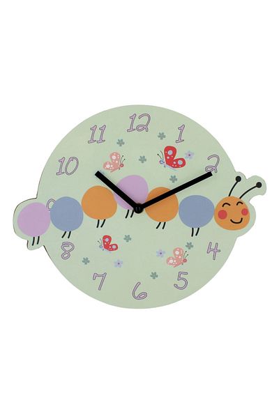 BM GİFT DESİGN Wall Clock For Children's Room, 28 Cm, Caterpillar Model