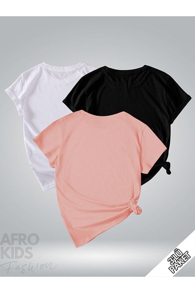 GLOWES Tricou oversize unisex pentru copii, pachet de 3 inimioare și pene
