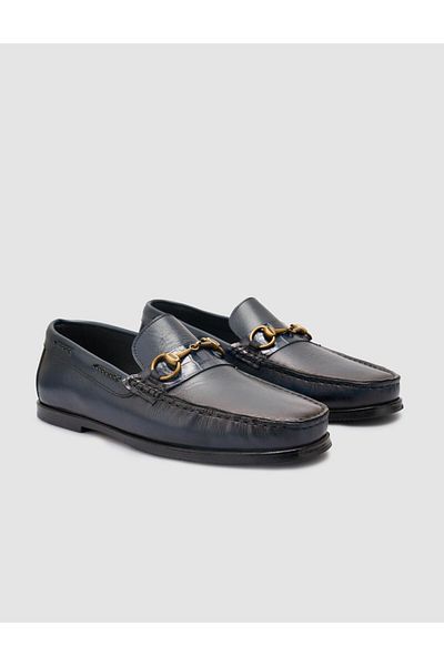 Cabani 100% Genuine Leather Navy Blue Men's Classic Shoes