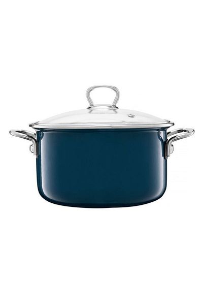 Emalia Olkusz 1907 Enamel pot with lid 16cm, 1.3L, turquoise, Optimum