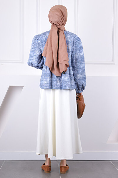 İmajButik Cream Front Tie Jacket Skirt Suit