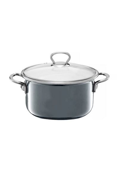 Emalia Olkusz 1907 Enamel pot with lid 18cm, 2L, gray, Optimum