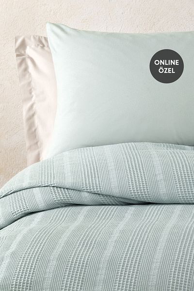Yataş Liona Single 100% Cotton Pique Set - Sage