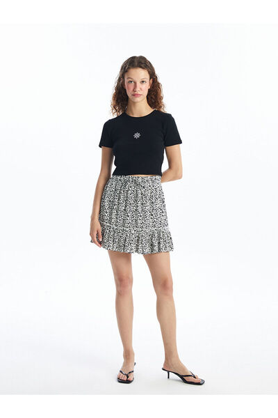 LC Waikiki Fusta de damă cu model și talie elastică Özmarka, sezon nou