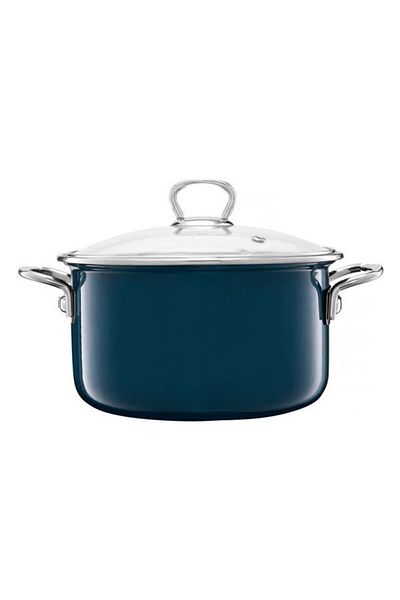 Emalia Olkusz 1907 Enamel pot with lid 18cm, 2L, turquoise, Optimum