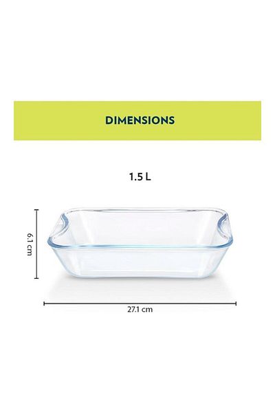 Borosil Easy Grip Rectangular Dish With Handle, Microwave, Oven And Dishwasher Proof White 1.5Liters