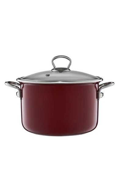 Emalia Olkusz 1907 Oala emailata cu capac 22cm, 3.6L, visiniu, Optimum