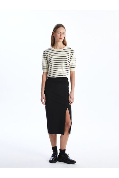 LC Waikiki Nevavm Slim Fit Straight A-Line Crepe Women's Skirt with a Difference