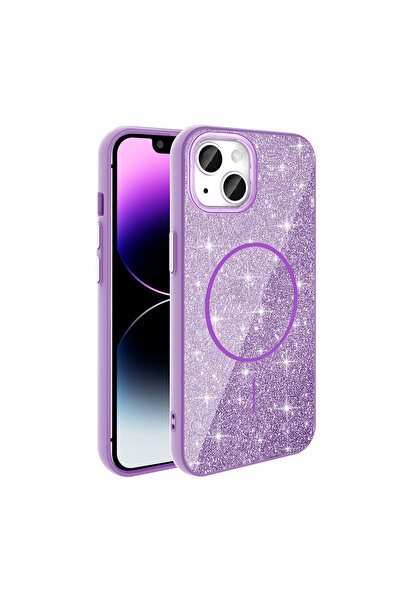 UnDePlus Apple iPhone 11 Kılıf Magsafe ile Uyumlu Parlak Simli Shinig Okso Kapak