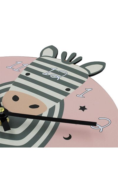 BM GİFT DESİGN Wall clock for children's room, 25x29 cm, zebra pattern