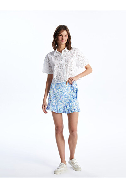 LC Waikiki Peak New Season Elastic Waist Floral Women's Short Skirt