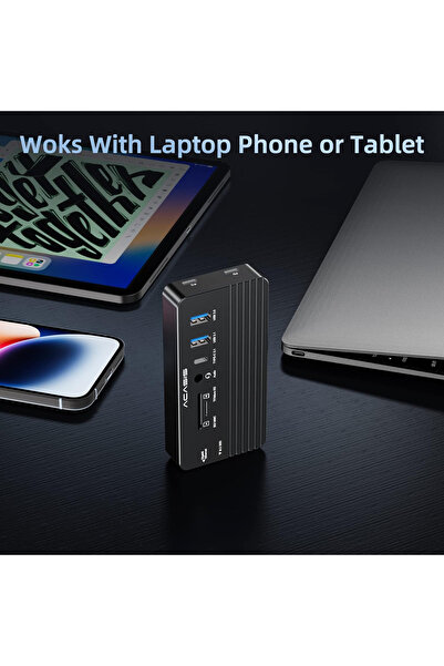 Acasis 10 Gbps, 10 in 1, M.2 NVMe SSD, 100W PD, HDMI 4K@60Hz, Gigabit Ethernet, 1x10Gbps Type-C,