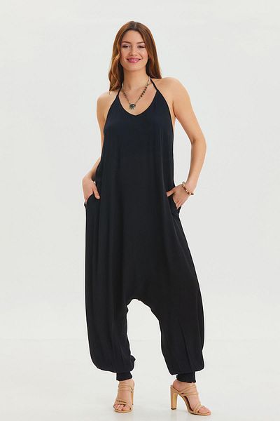 Los banditos Women's Bohemian Jumpsuit with Halter Neck and Elastic Legs