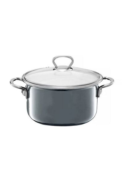Emalia Olkusz 1907 Oala emailata cu capac 16cm, 1.3L, gri, Optimum