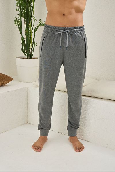 KLY Ανδρικό Anthracite Standard Fit Regular Cut με 2 νήματα τσέπες Άνετο βαμβακερό Jogger Sweatpants